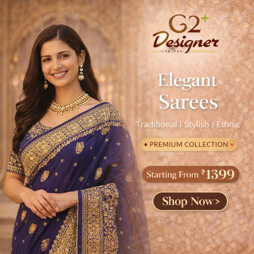 Elegant saree collection advertisement