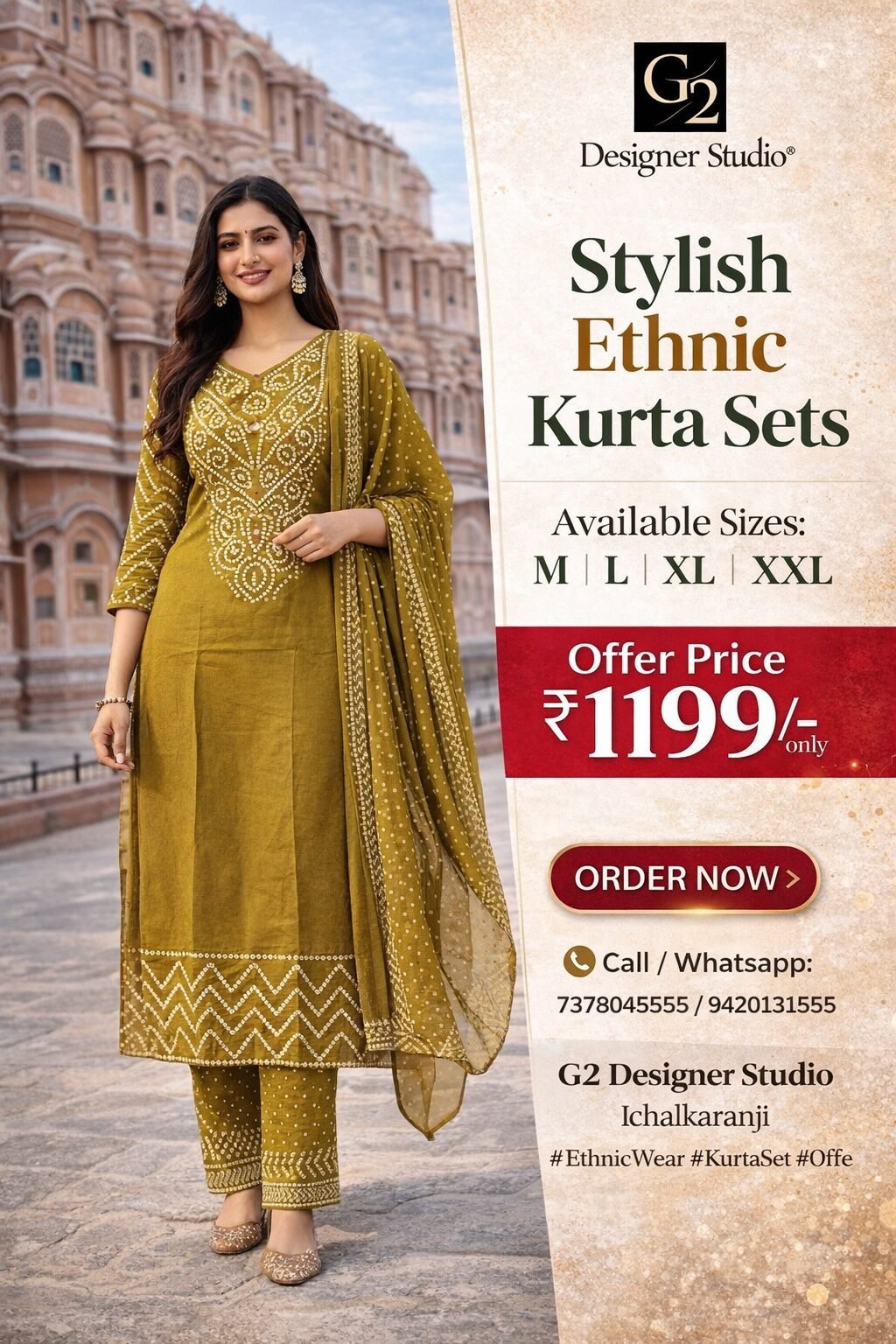 Stylish ethnic kurta set in Jaipur