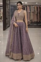 Designer Mauve Embroidered Lehenga Set with Dupatta