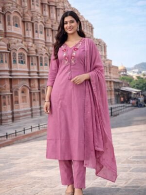 Elegant Sky Blue Embroidered Kurta Set with Dupatta